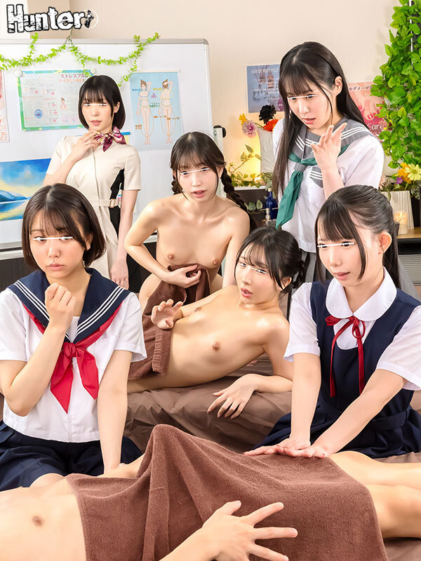 【フェラ 】「えっ！？ココで勃起？」エステサロンの職業体験に行ったらうぶっ娘ばかりで男はボク1人！エステ体験はまさかのタオル1枚で女の子の体を触りまくり！女の子もタオル1枚だからズレて、ちっぱいやお尻が見えまくり！更にボクは股間の際どい所を施術されまくりでフル勃起｜huntc00468